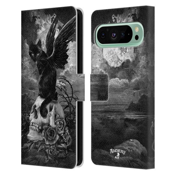 Alchemy Gothic Cats Nine Lives Of Poe Skull Leather Book Wallet Case Cover For Google Pixel 9 Pro XL