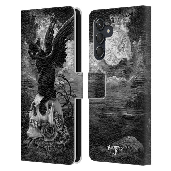 Alchemy Gothic Cats Nine Lives Of Poe Skull Leather Book Wallet Case Cover For Samsung Galaxy M55 5G