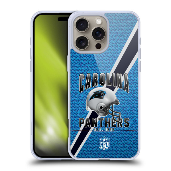 NFL Carolina Panthers Logo Art Football Stripes Soft Gel Case for Apple iPhone 16 Pro Max