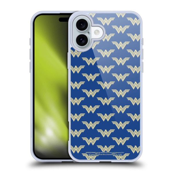 Wonder Woman Movie Logos Pattern Soft Gel Case for Apple iPhone 16 Plus