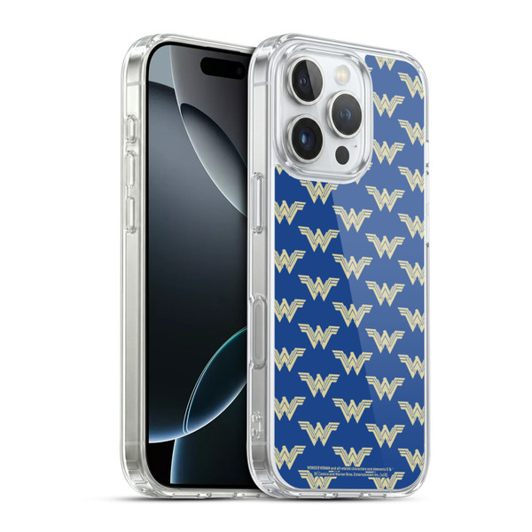 Wonder Woman Movie Logos Pattern Soft Gel Case for Apple iPhone 16 Pro & MagSafe