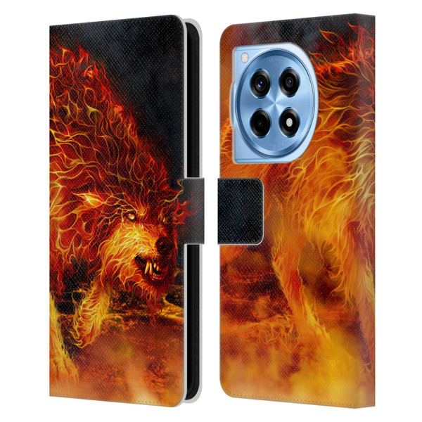 Tom Wood Fire Creatures Wolf Stalker Leather Book Wallet Case Cover For OnePlus 12R