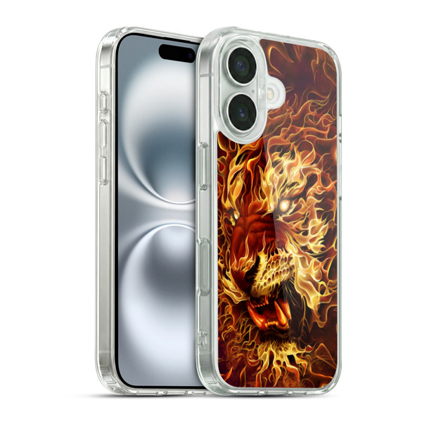 Tom Wood Fire Creatures Tiger Soft Gel Case for Apple iPhone 16 & MagSafe