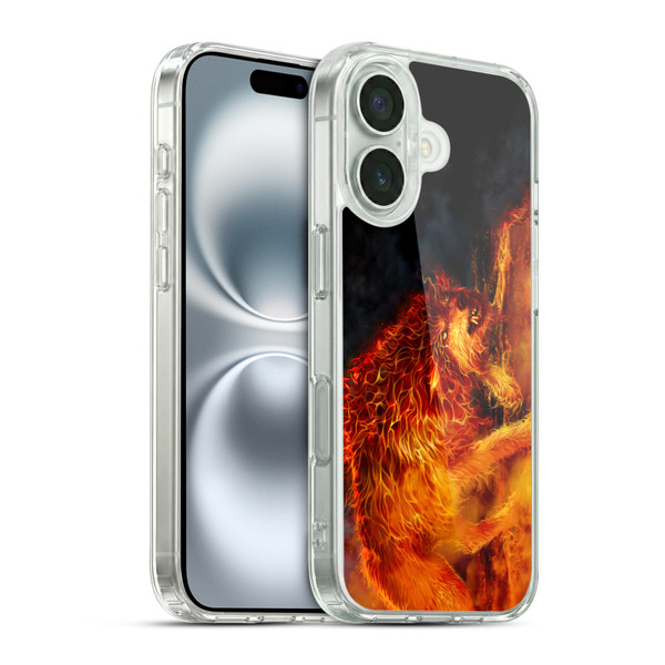 Tom Wood Fire Creatures Wolf Stalker Soft Gel Case for Apple iPhone 16 & MagSafe