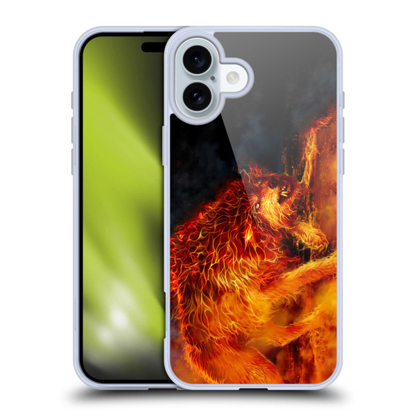 Tom Wood Fire Creatures Wolf Stalker Soft Gel Case for Apple iPhone 16 Plus