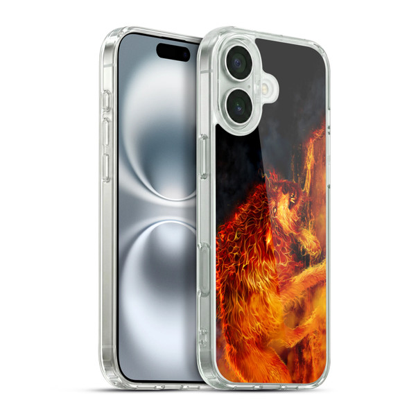 Tom Wood Fire Creatures Wolf Stalker Soft Gel Case for Apple iPhone 16 Plus & MagSafe