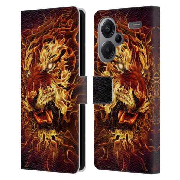 Tom Wood Fire Creatures Tiger Leather Book Wallet Case Cover For Xiaomi Redmi Note 13 Pro Plus 5G