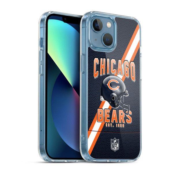 NFL Chicago Bears Logo Art Football Stripes Soft Gel Case for Apple iPhone 13 Mini & MagSafe
