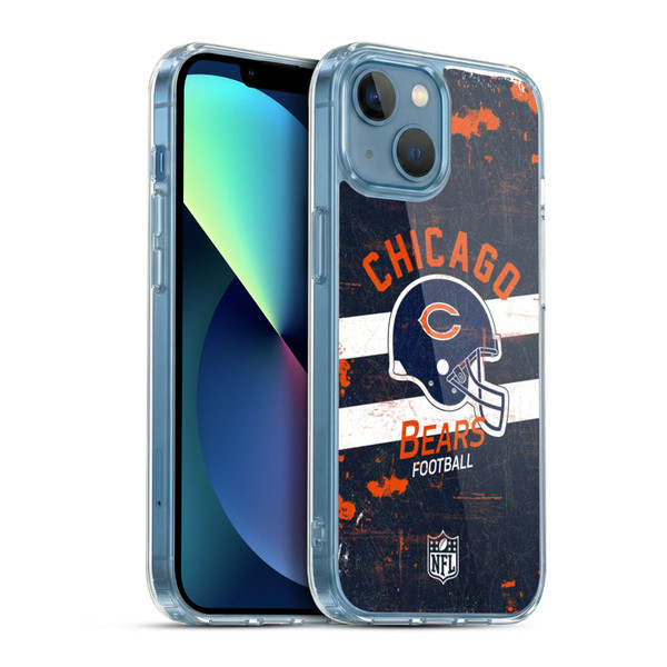 NFL Chicago Bears Logo Art Helmet Distressed Soft Gel Case for Apple iPhone 13 Mini & MagSafe