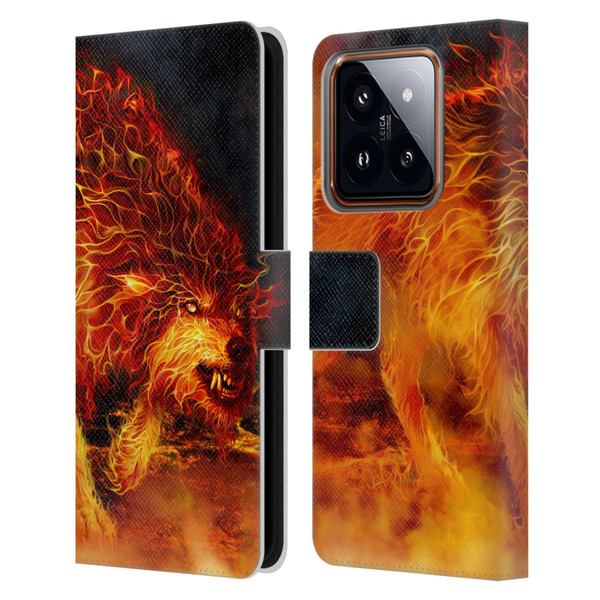 Tom Wood Fire Creatures Wolf Stalker Leather Book Wallet Case Cover For Xiaomi 14
