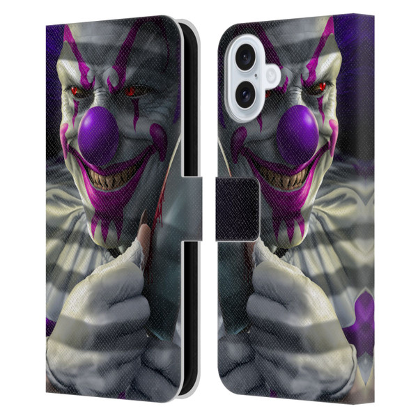 Tom Wood Horror Mischief The Clown Leather Book Wallet Case Cover For Apple iPhone 16 Plus
