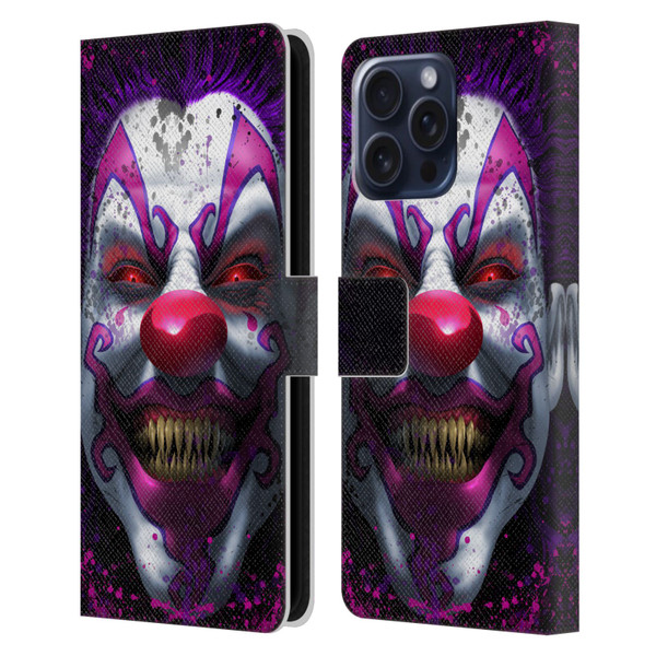 Tom Wood Horror Keep Smiling Clown Leather Book Wallet Case Cover For Apple iPhone 16 Pro Max