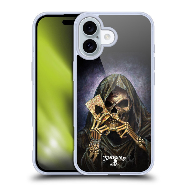 Alchemy Gothic Skull And Cards Reaper's Ace Soft Gel Case for Apple iPhone 16