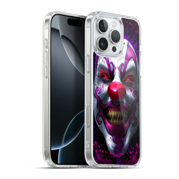 Tom Wood Horror Keep Smiling Clown Soft Gel Case for Apple iPhone 16 Pro Max & MagSafe