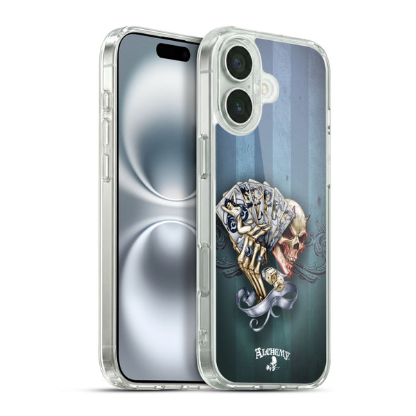 Alchemy Gothic Skull And Cards Read 'Em And Weep Soft Gel Case for Apple iPhone 16 Plus & MagSafe