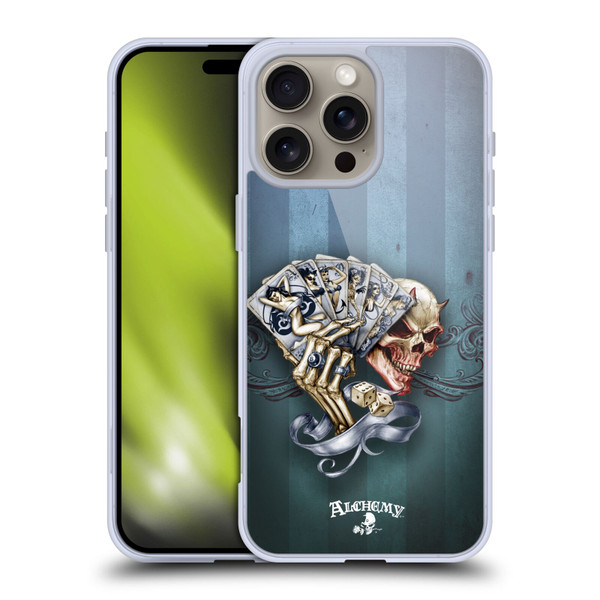Alchemy Gothic Skull And Cards Read 'Em And Weep Soft Gel Case for Apple iPhone 16 Pro Max