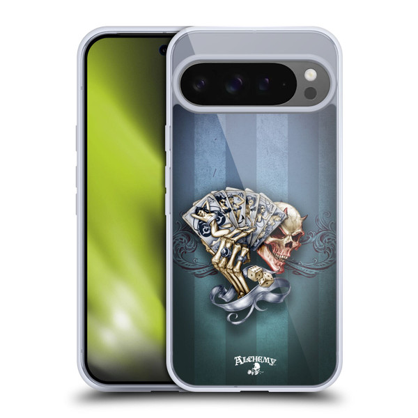 Alchemy Gothic Skull And Cards Read 'Em And Weep Soft Gel Case for Google Pixel 9 Pro XL