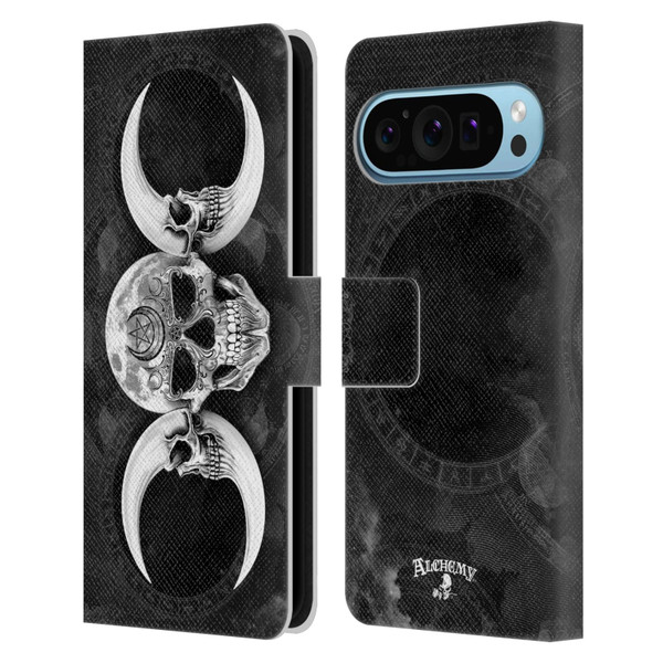 Alchemy Gothic Skull Dark Goddess Moon Leather Book Wallet Case Cover For Google Pixel 9 / Pixel 9 Pro