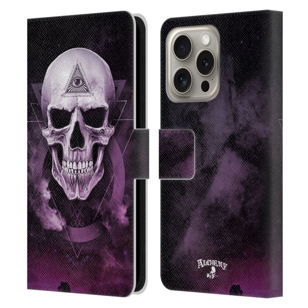 Alchemy Gothic Skull The Void Geometric Leather Book Wallet Case Cover For Apple iPhone 16 Pro