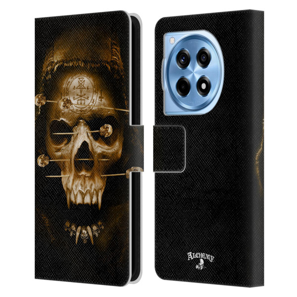 Alchemy Gothic Skull Death Fetish Leather Book Wallet Case Cover For OnePlus 12R
