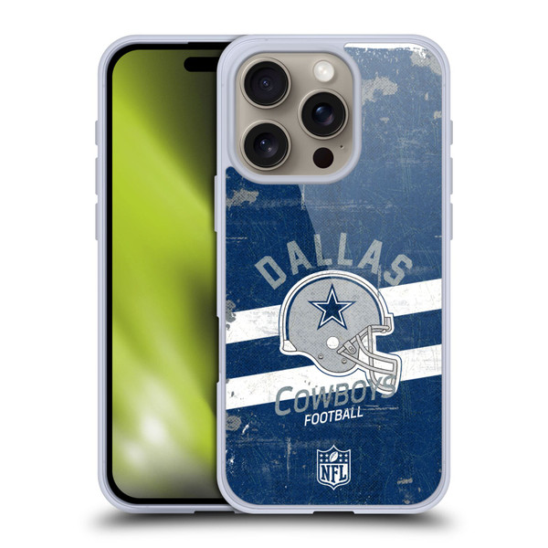 NFL Dallas Cowboys Logo Art Helmet Distressed Soft Gel Case for Apple iPhone 16 Pro