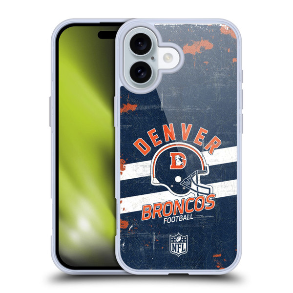 NFL Denver Broncos Logo Art Helmet Distressed Soft Gel Case for Apple iPhone 16
