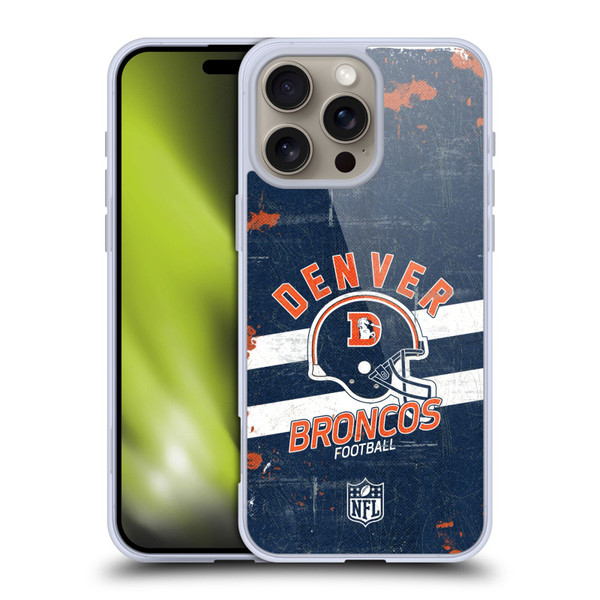 NFL Denver Broncos Logo Art Helmet Distressed Soft Gel Case for Apple iPhone 16 Pro Max