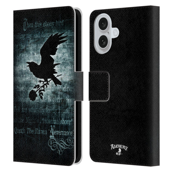 Alchemy Gothic Wing Nevermore Leather Book Wallet Case Cover For Apple iPhone 16