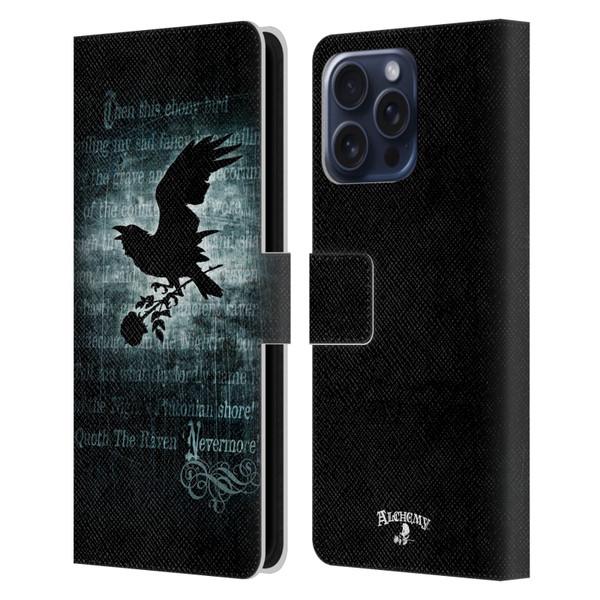Alchemy Gothic Wing Nevermore Leather Book Wallet Case Cover For Apple iPhone 16 Pro Max