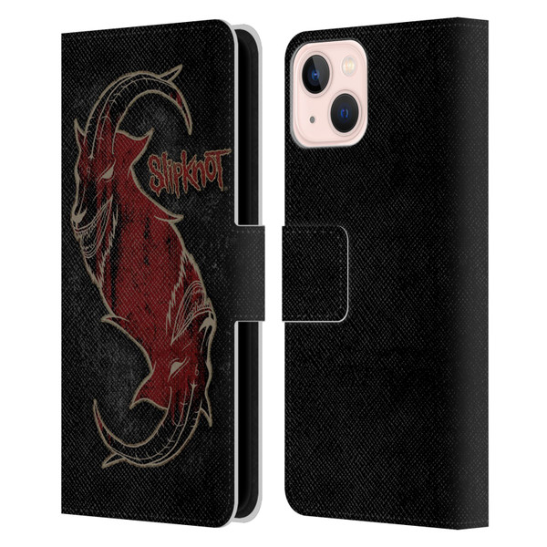 Slipknot Key Art Red Goat Leather Book Wallet Case Cover For Apple iPhone 13