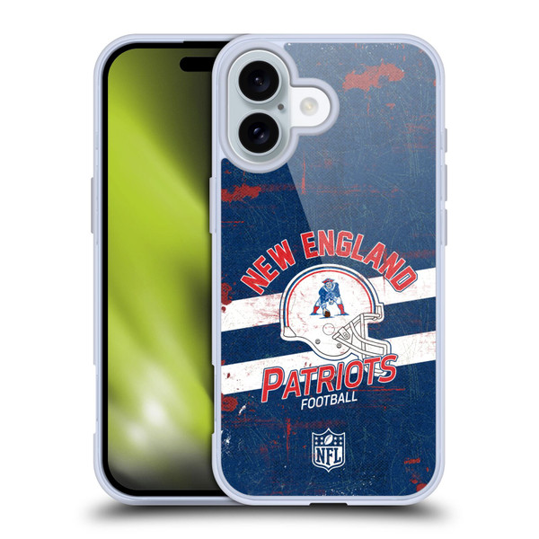 NFL New England Patriots Logo Art Helmet Distressed Soft Gel Case for Apple iPhone 16