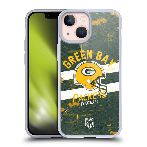 NFL Green Bay Packers Logo Art Helmet Distressed Soft Gel Case for Apple iPhone 13 Mini NFL Green Bay Packers Logo Art Helmet Distressed Soft Gel Case for Apple iPhone 13 Mini