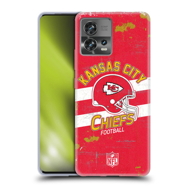 NFL Kansas City Chiefs Logo Art Helmet Distressed Soft Gel Case for Motorola Moto Edge 30 Fusion