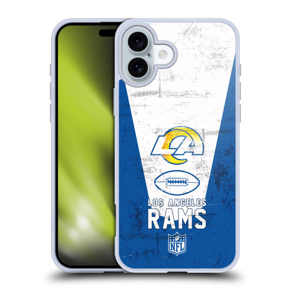 NFL Los Angeles Rams Logo Art Banner 100th Soft Gel Case for Apple iPhone 16 Plus