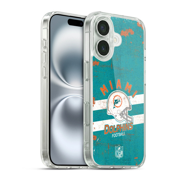 NFL Miami Dolphins Logo Art Helmet Distressed Soft Gel Case for Apple iPhone 16 & MagSafe