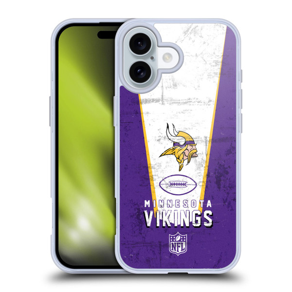 NFL Minnesota Vikings Logo Art Banner Soft Gel Case for Apple iPhone 16