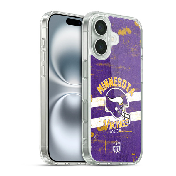 NFL Minnesota Vikings Logo Art Helmet Distressed Soft Gel Case for Apple iPhone 16 & MagSafe