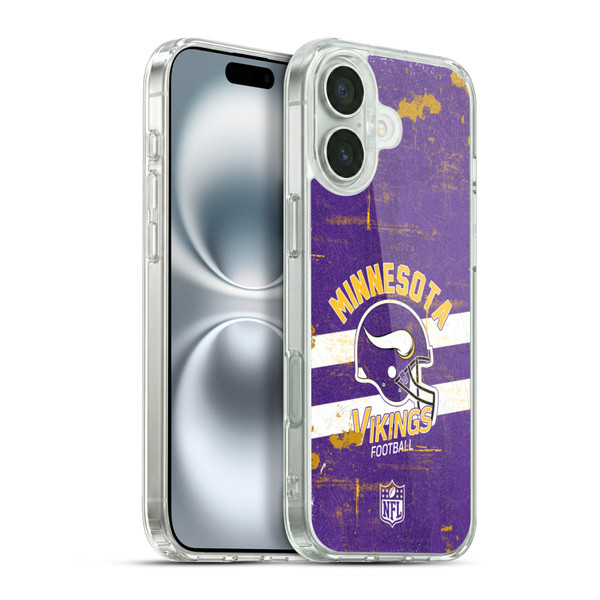 NFL Minnesota Vikings Logo Art Helmet Distressed Soft Gel Case for Apple iPhone 16 Plus & MagSafe