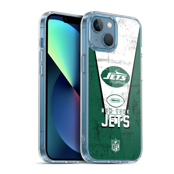 NFL New York Jets Logo Art Banner Soft Gel Case for Apple iPhone 13 Mini & MagSafe