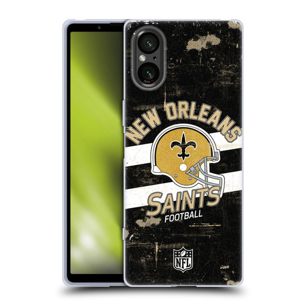 NFL New Orleans Saints Logo Art Helmet Distressed Soft Gel Case for Sony Xperia 5 V 5G