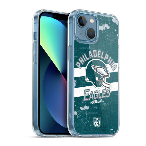 NFL Philadelphia Eagles Logo Art Helmet Distressed Soft Gel Case for Apple iPhone 13 Mini & MagSafe