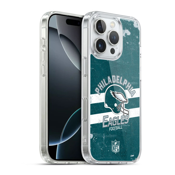 NFL Philadelphia Eagles Logo Art Helmet Distressed Soft Gel Case for Apple iPhone 16 Pro & MagSafe