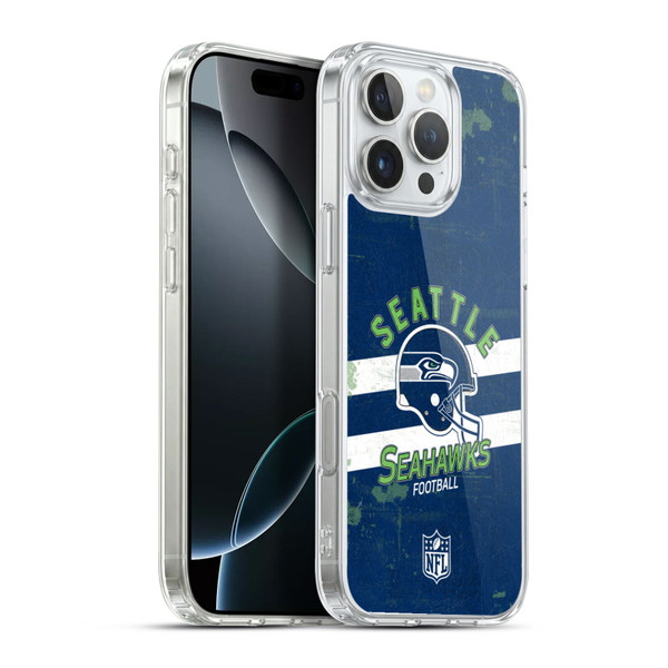 NFL Seattle Seahawks Logo Art Helmet Distressed Soft Gel Case for Apple iPhone 16 Pro Max & MagSafe