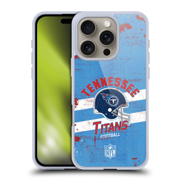 NFL Tennessee Titans Logo Art Helmet Distressed Soft Gel Case for Apple iPhone 16 Pro