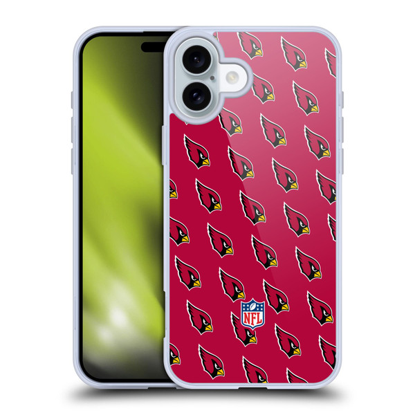 NFL Arizona Cardinals Artwork Patterns Soft Gel Case for Apple iPhone 16 Plus