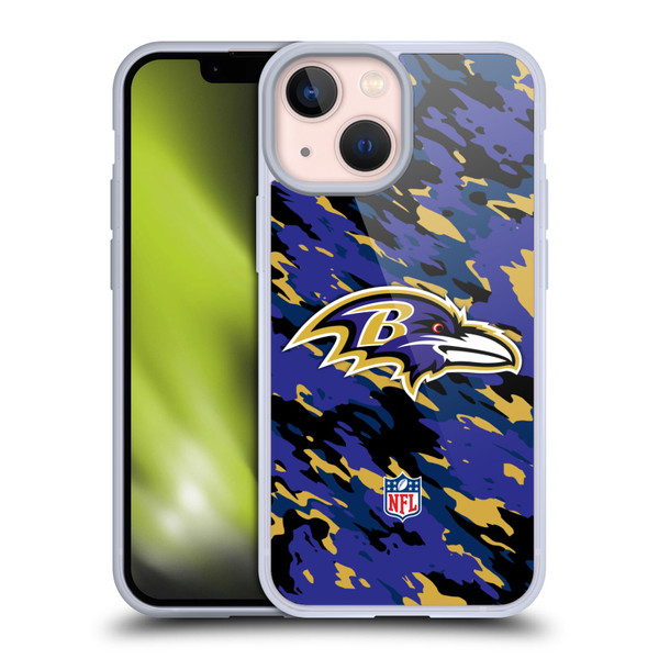 NFL Baltimore Ravens Logo Camou Soft Gel Case for Apple iPhone 13 Mini