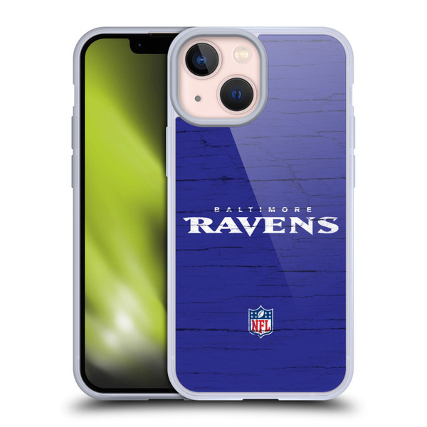 NFL Baltimore Ravens Logo Distressed Look Soft Gel Case for Apple iPhone 13 Mini