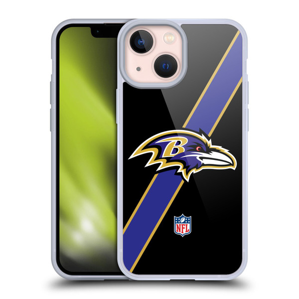 NFL Baltimore Ravens Logo Stripes Soft Gel Case for Apple iPhone 13 Mini