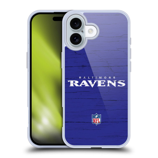 NFL Baltimore Ravens Logo Distressed Look Soft Gel Case for Apple iPhone 16