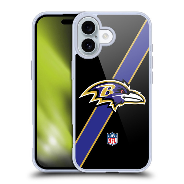 NFL Baltimore Ravens Logo Stripes Soft Gel Case for Apple iPhone 16